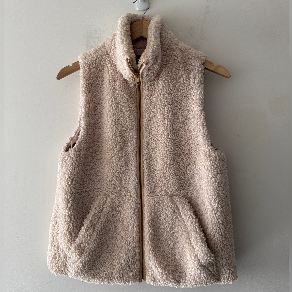 J. Crew Cream Teddy Sherpa Zip Vest